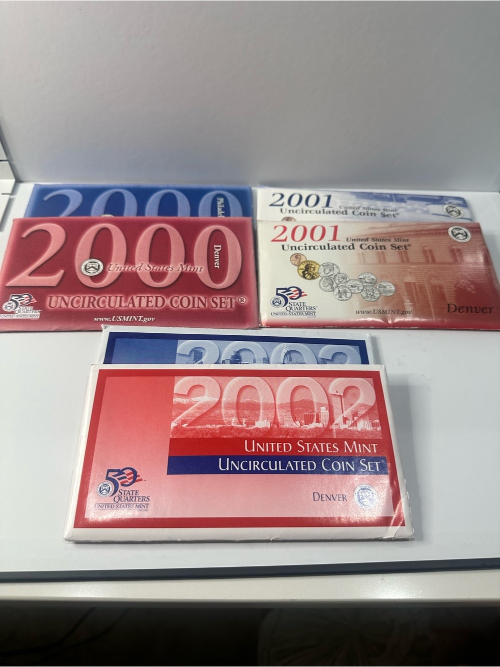 US Mint 2000 2001 2002 Uncirculated Coin Sets P D 60 Coins OGP